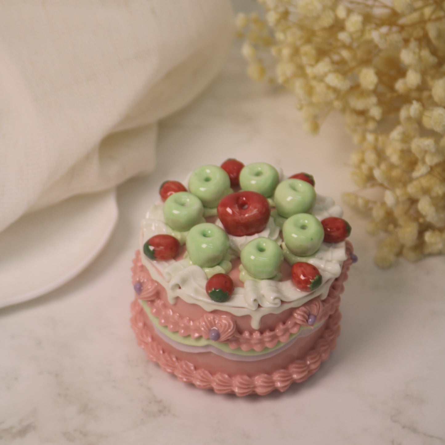 Small Ceramic Cake Sculpture – Handmade Decorative Art Piece