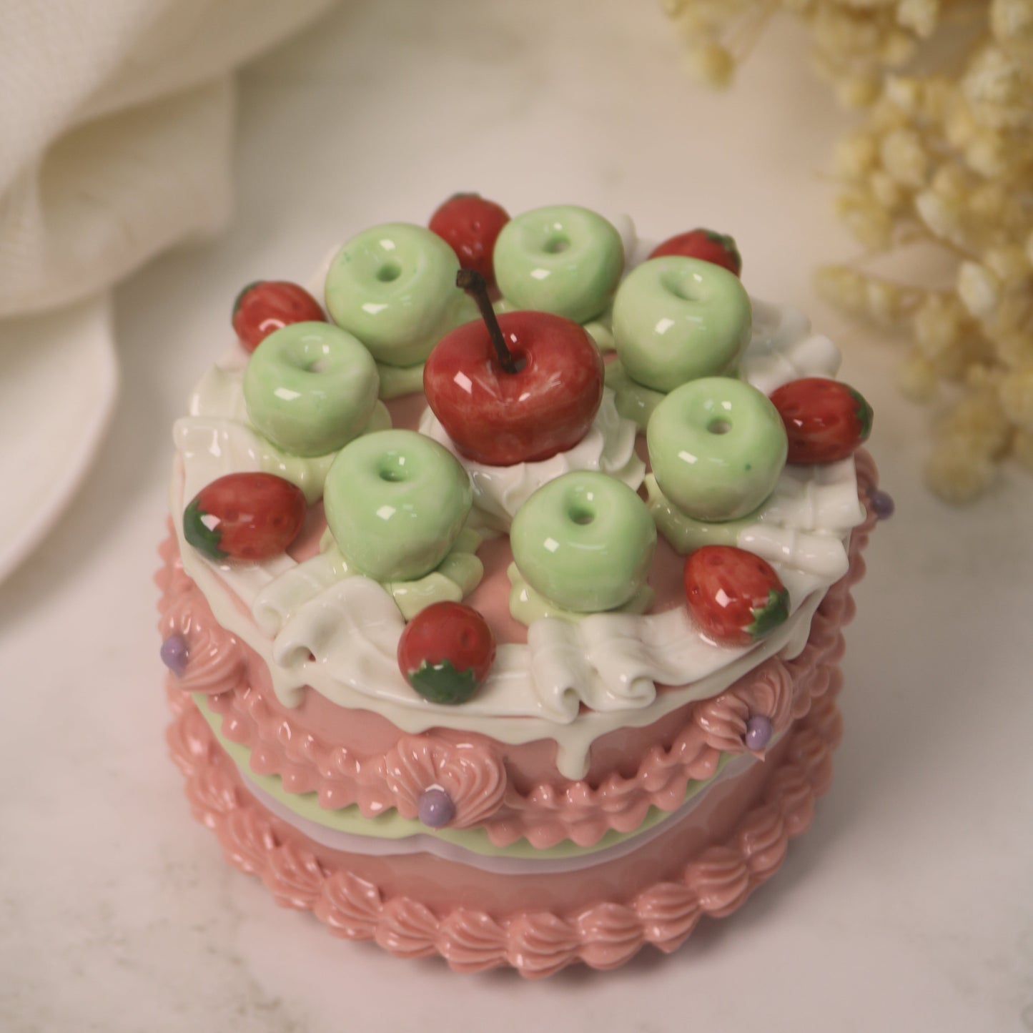Small Ceramic Cake Sculpture – Handmade Decorative Art Piece