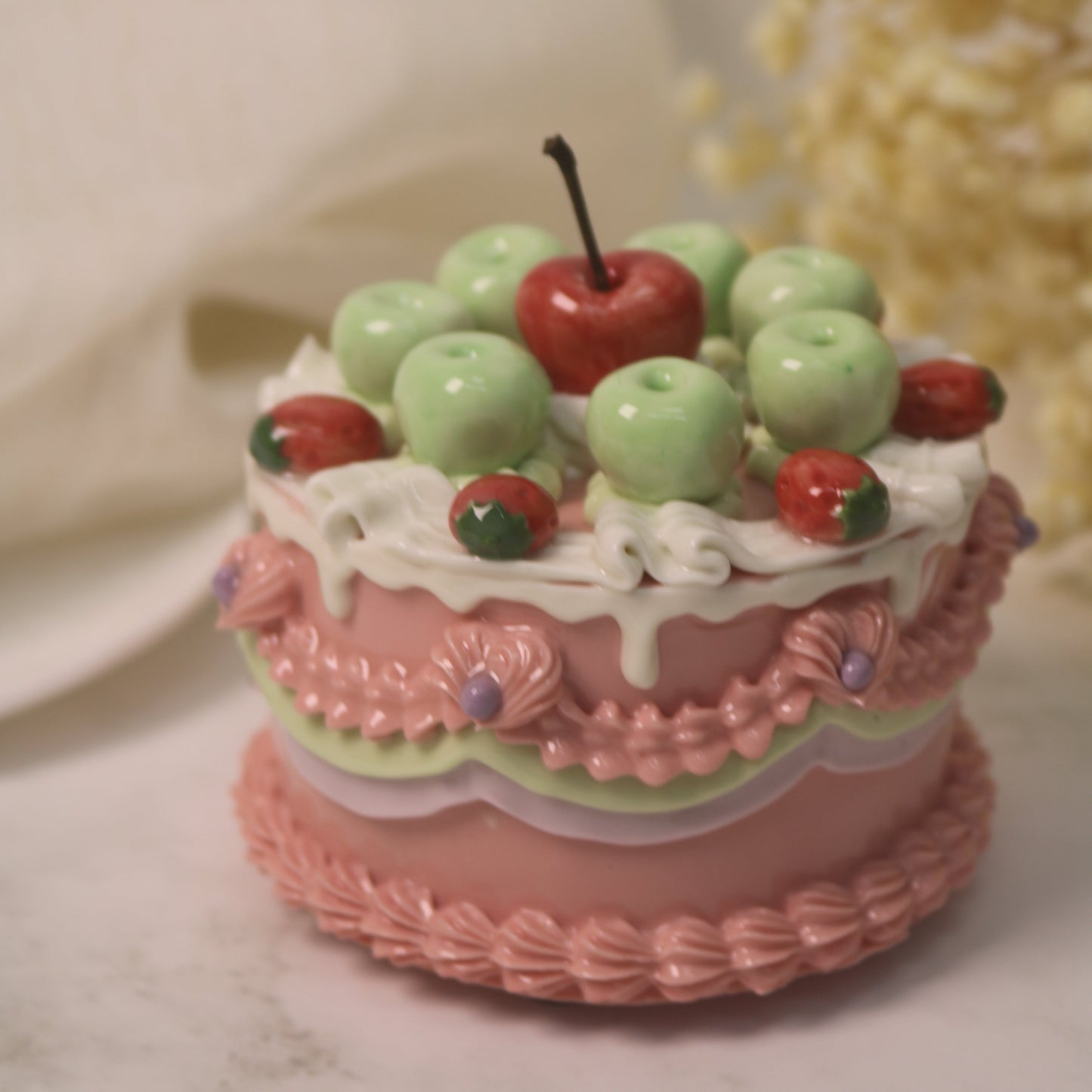 Small Ceramic Cake Sculpture – Handmade Decorative Art Piece