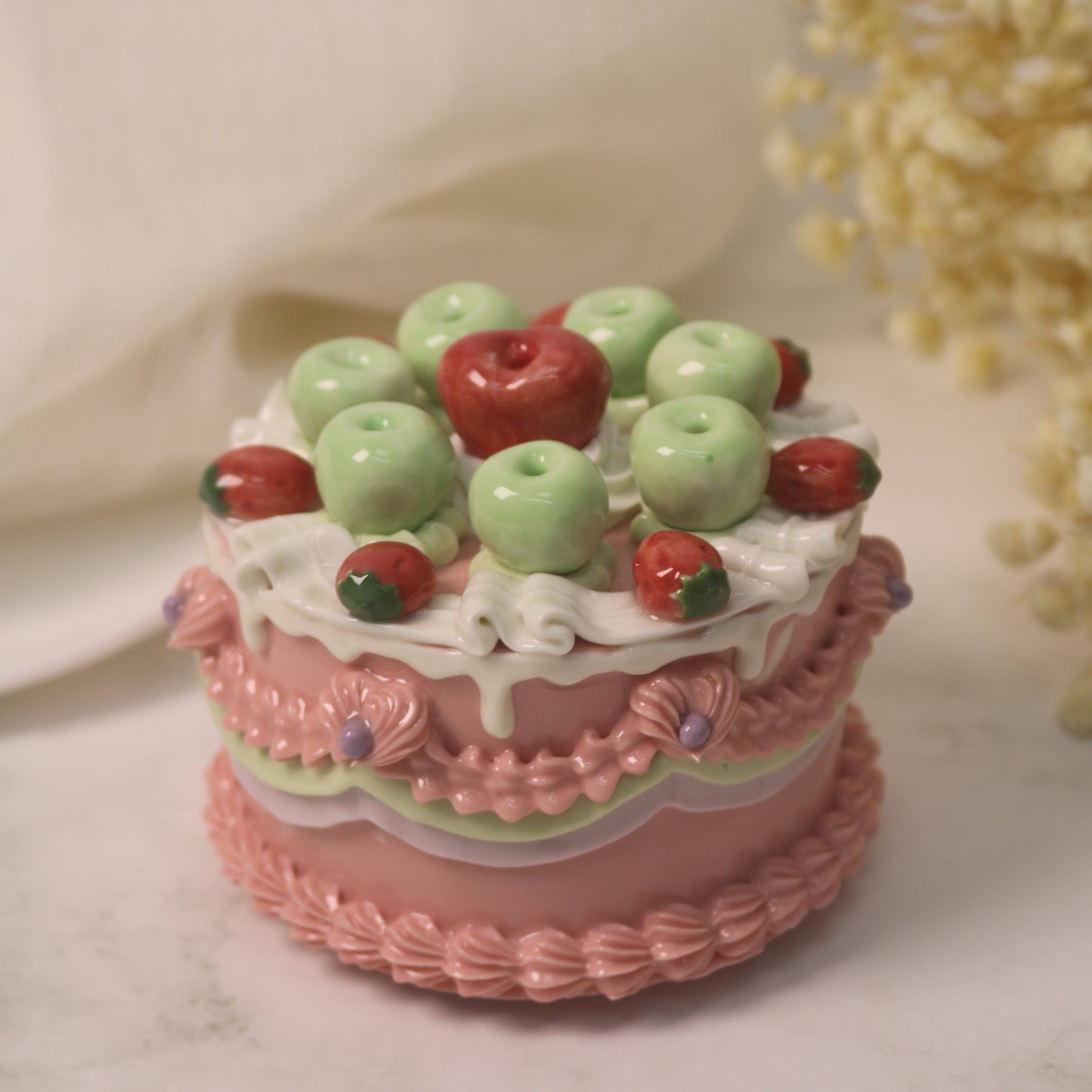 Small Ceramic Cake Sculpture – Handmade Decorative Art Piece