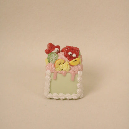 Modern Handmade Ceramic Dessert Piece Square Cake Ornament