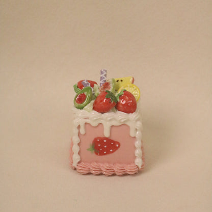 Handmade Ceramic Cake Topper Square Fruit Cream Dessert Decor