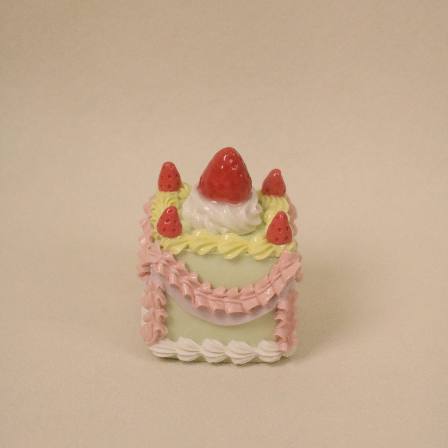 Minimal Square Ceramic Cake Sculpture – Handmade Dessert Art