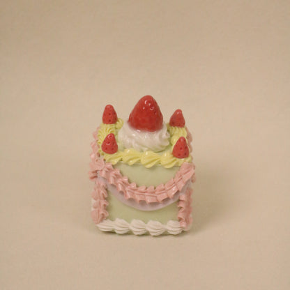 Minimal Square Ceramic Cake Sculpture – Handmade Dessert Art