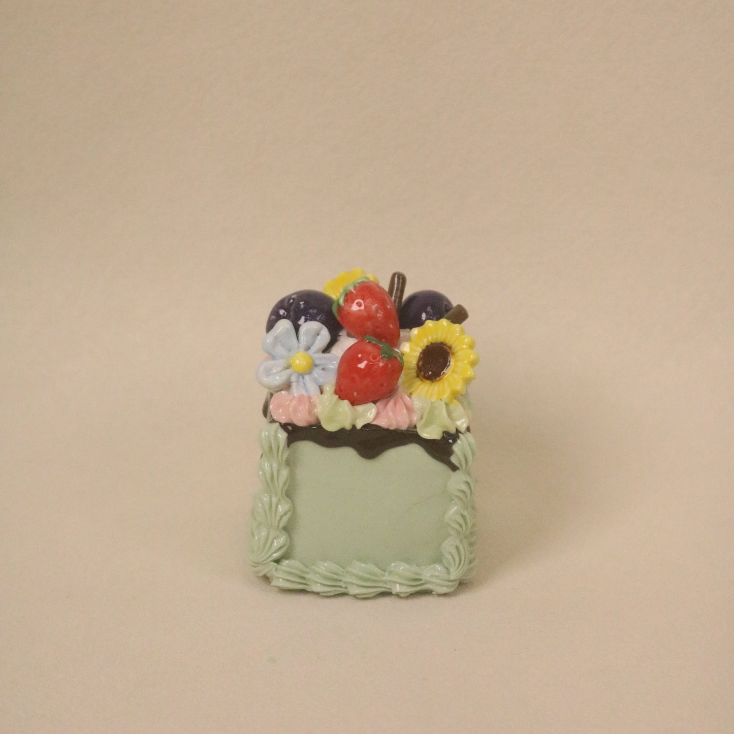 Handmade Ceramic Fruit Cream Cake Topper Square Cake Decor