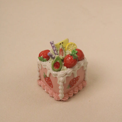 Handmade Ceramic Cake Topper Square Fruit Cream Dessert Decor