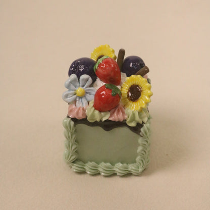 Handmade Ceramic Fruit Cream Cake Topper Square Cake Decor