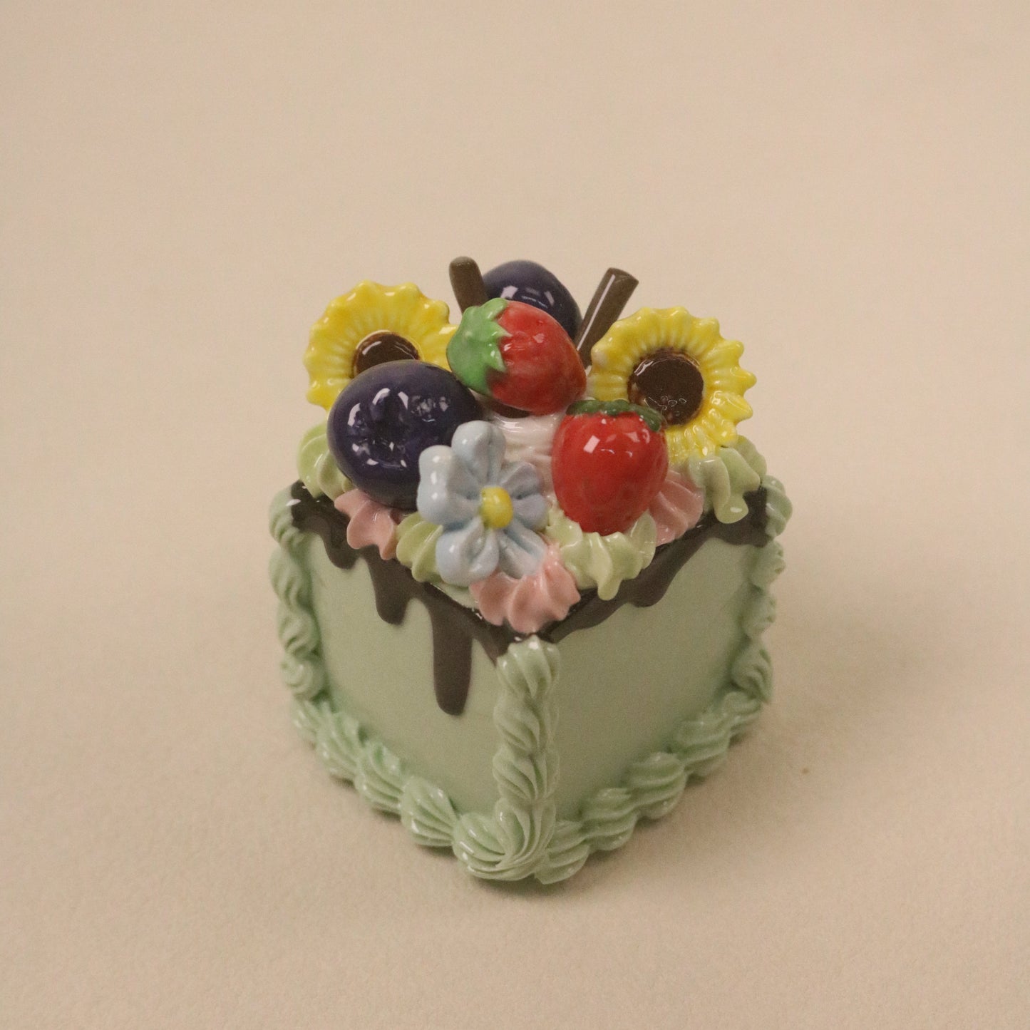 Handmade Ceramic Fruit Cream Cake Topper Square Cake Decor