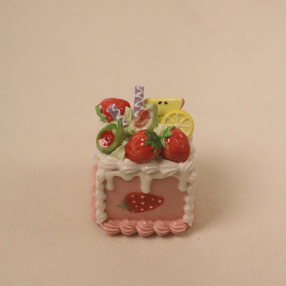 Handmade Ceramic Cake Topper Square Fruit Cream Dessert Decor