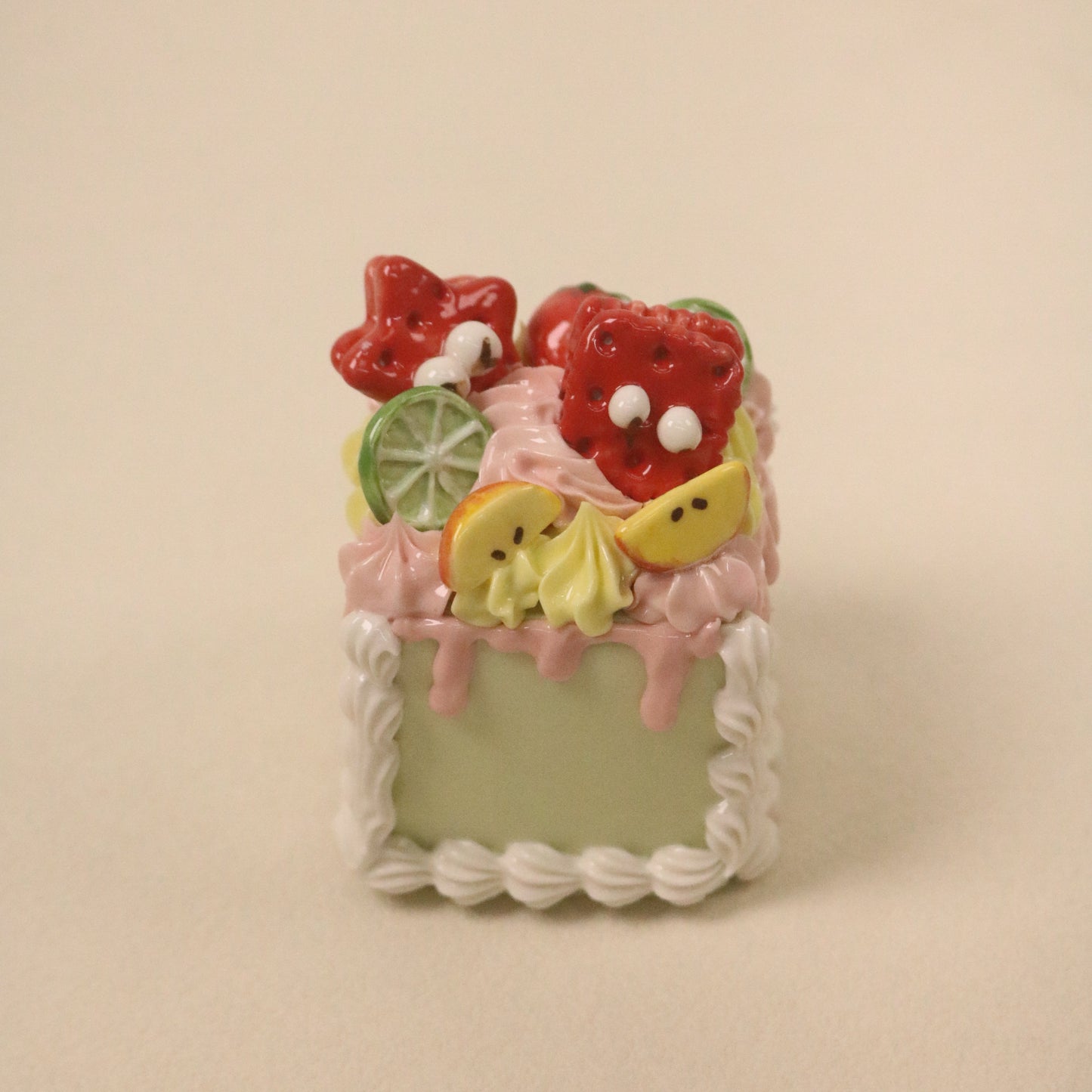 Modern Handmade Ceramic Dessert Piece Square Cake Ornament