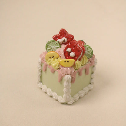 Modern Handmade Ceramic Dessert Piece Square Cake Ornament