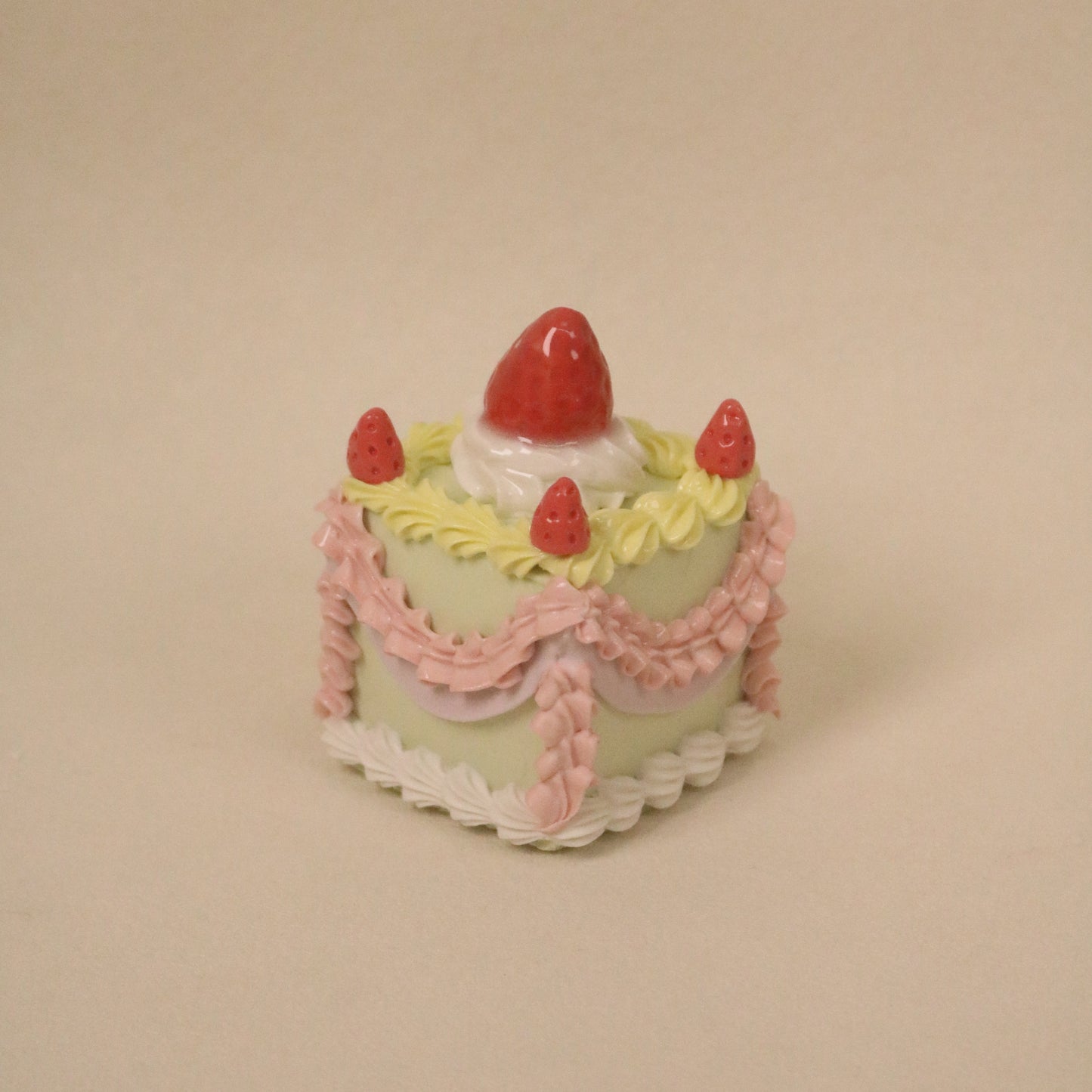 Minimal Square Ceramic Cake Sculpture – Handmade Dessert Art