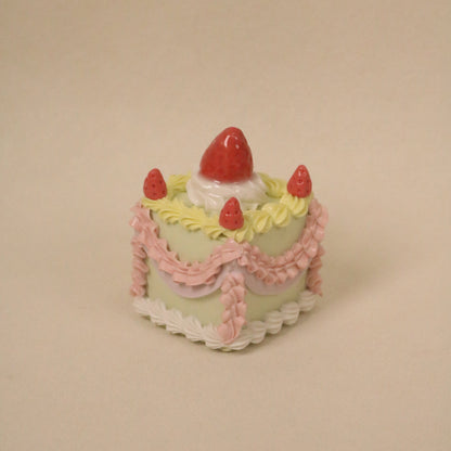 Minimal Square Ceramic Cake Sculpture – Handmade Dessert Art