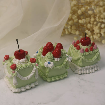The Cherry Ruffle Pettit Four Handmade Ceramic Cake Home Decor