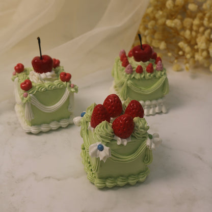 The Cherry Ruffle Pettit Four Handmade Ceramic Cake Home Decor