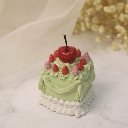 The Cherry Ruffle Pettit Four Handmade Ceramic Cake Home Decor