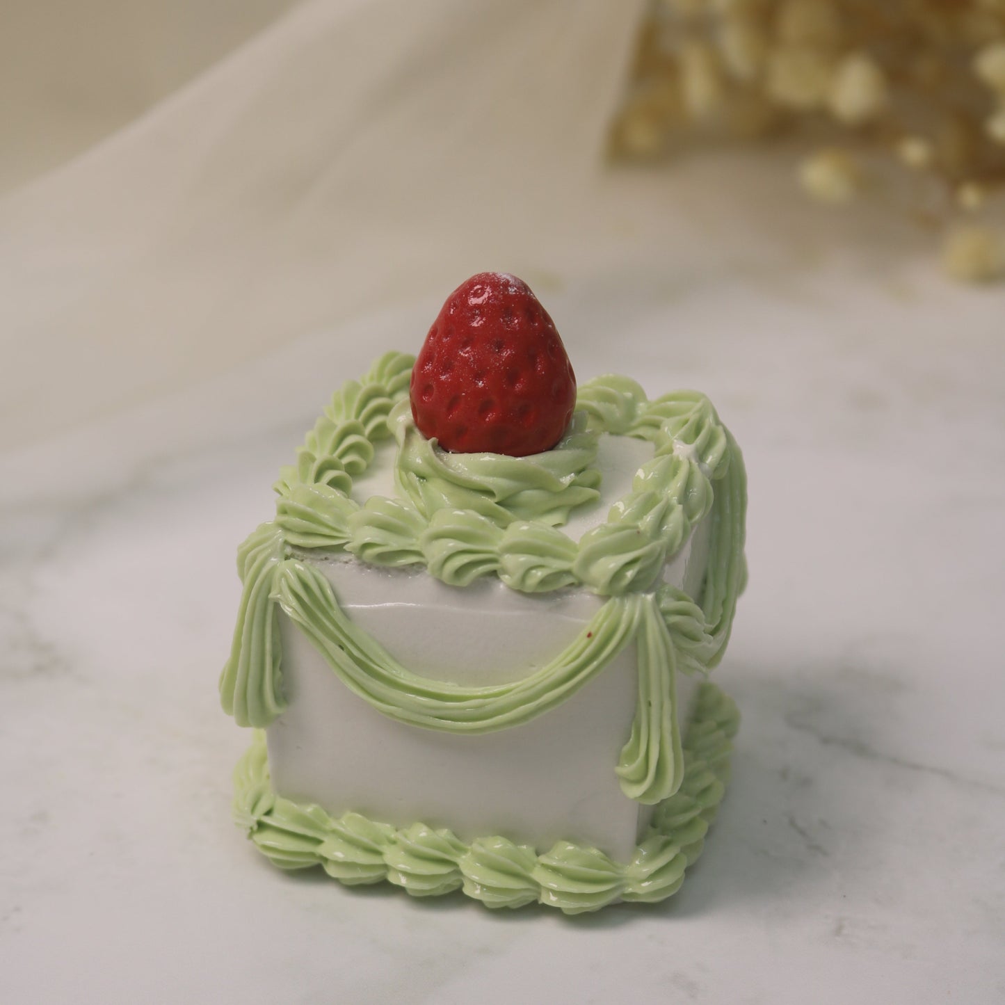The Cherry Ruffle Pettit Four Handmade Ceramic Cake Home Decor