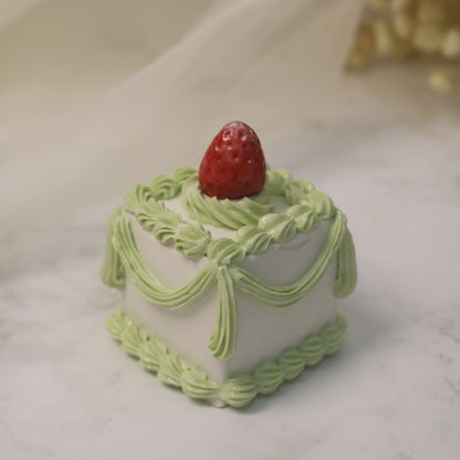 The Cherry Ruffle Pettit Four Handmade Ceramic Cake Home Decor
