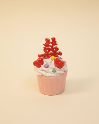 Handmade Chinese Wedding Double Happiness Cupcake Decorations | Ceramic Xi Cake Toppers